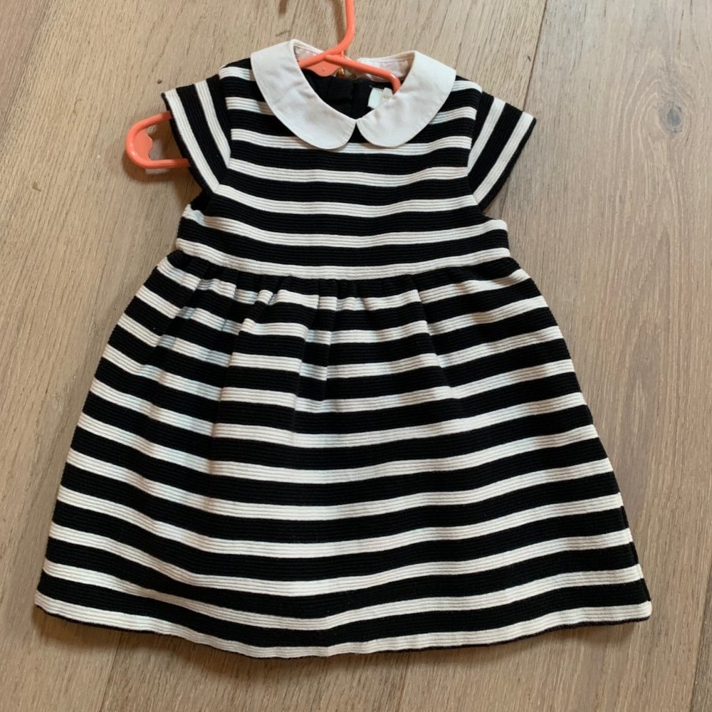 Baby Kate Spade Kimberly black white stripe dress - Size 12 months